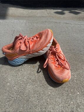 Hoka Women's Coral and Blue Athletic Shoes